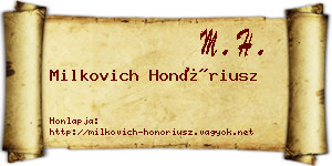 Milkovich Honóriusz névjegykártya